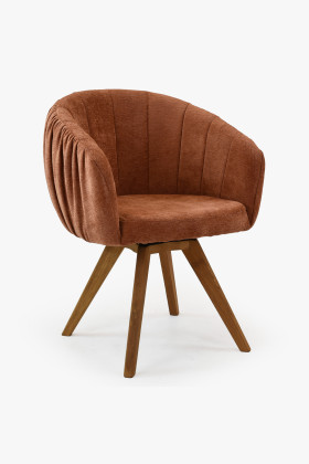 Drehbarer Eichenstuhl mit Armlehnen Orange gepolstert